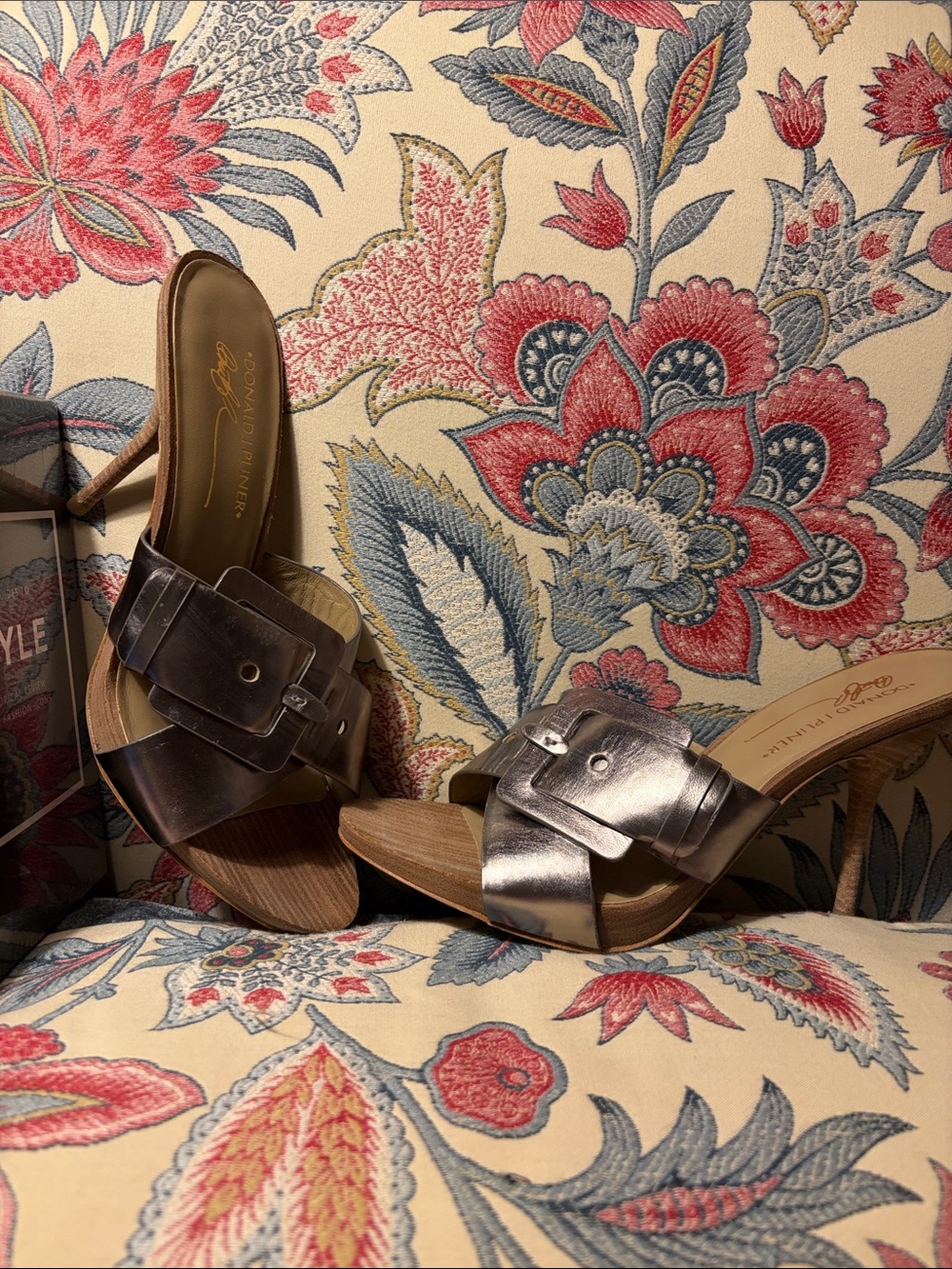 Donald J Pliner Metallic Silver Women's Slide Heels 9.5M
